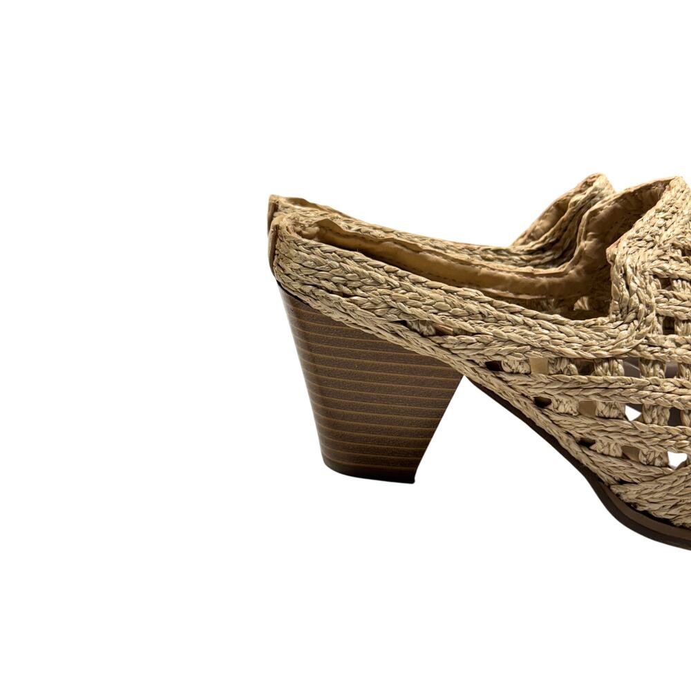 Comfort Est. 1946 Woven Raffia Jute Block Heel Mules 7.5W Natural Pointed Toe - Picture 5 of 8